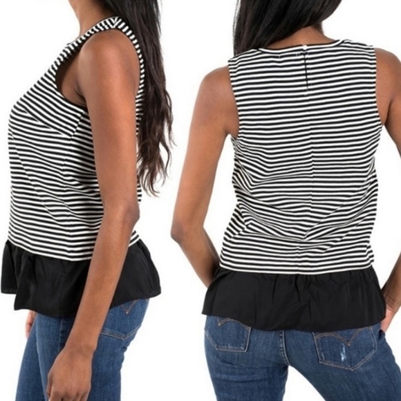J Crew Striped Tank Women’s Ruffle Hem Sz Medium - Picture 2 of 5